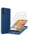 Samsung Galaxy A14 Case with 2-Pack Tempered Glass Screen Protectors – Blue Shockproof Soft Liquid S