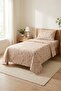 Floral Patterned Beige Children's Pique Set-Nostalgic Garden Country Lilac Mink Quilted Bedspread - 7
