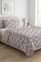 Zigzag Striped Pastel Children's Single Pique Set-Geometric Youth Room Powder Quilted Bedspread - 3