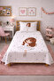 Children's Pique Set with Polka Dot Elegant Ballerina Figure - Romantic Themed Modern Gray Decorative Bedspread - 6
