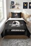 Space Astronaut Themed Single Pique Set - Cosmic Teen Room Anthracite Gray Quilted Bedspread - 4