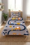 Construction Machinery Road Themed Kids Pike Set-Cute Construction Site Nordic Gray Decorative Bedspread - 4