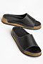 Genuine Leather Orthopedic Women's Slippers Black Thick Sole Covering with Single Tape - 3