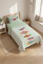 Fish Pattern Striped Mint Teen Pike Set-Colorful Sailor Scandinavian Green Decorative Bedspread - 3