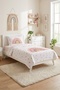 Rainbow Floral Patterned Teen Pique Set - Fairy Tale Themed Nordic Powder Ecru Quilted Bedspread - 7