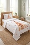 Tent Teddy Bear Feather Patterned Teenager's Pique Set - Bohemian Fairy Tale Powder Ecru Quilted Bedspread - 5