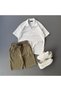 Raporlu Ottoman Fabric White T-Shirt + Green Shorts 2-Piece Top and Bottom Set