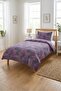 Floral Patchwork Polka Dot Children's Pique Set - Bohemian Young Room Purple Pink Quilted Bedspread - 2