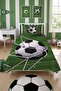 Soccer Ball Net Patterned Single Pique Set-Youth Room Modern Green Black Quilted Bedspread - 5