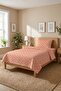 Floral Powder Salmon Young Pike Set-Romantic Floral Modern Peach Ecru Decorative Bedspread - 6