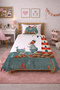 Lighthouse Submarine Children's Pique Set Single - Marine Ocean Turquoise Tile Bedspread - 4