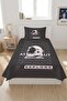 Space Astronaut Themed Single Pique Set - Cosmic Teen Room Anthracite Gray Quilted Bedspread - 3