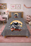 Astronaut Skateboard Starry Youth Single Pique Set - Futuristic Space Anthracite Mustard Quilted Coverlet - 7