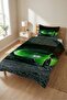 Race Car Pattern Single Pique Set-Sports Themed Modern Green Black Decorative Bedspread - 3