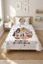 Forest Animal Themed Children's Teenage Pike Set - Nature-Inspired Modern White Orange Quilted Bedspread - 3