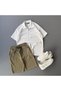Raporlu Ottoman Fabric White T-Shirt + Green Shorts 2-Piece Top and Bottom Set - 3