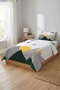 Mountain Balloon Bird Patterned Children's Pique Set-Adventure Themed Nordic Yellow Green Quilted Bedspread - 3