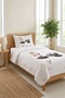Ballerina Princess Swan Single Pique Set - Elegant Fairytale Powder Anthracite Decorative Bedspread - 3