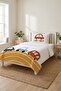 Car and Road Themed Baby Pique Set - Linear Transportation Nordic Mustard Blue Decorative Bedspread - 4