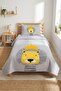 Young Pike Set with Lion Figure and Crown - Cute Safari Nordic Gray Yellow Decorative Bedspread - 6