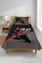 Motor Racing Themed Single Person Pique Set-Sporty Youth Room Anthracite Red Quilted Bedspread - 2