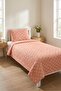 Floral Powder Salmon Young Pike Set-Romantic Floral Modern Peach Ecru Decorative Bedspread