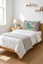 Cute Dinosaur Cloudy Single Pique Set-Tropical Adventure Scandinavian Gray Green Bedspread - 7