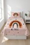 Beige Baby Pique Set with Rainbow Tassels - Bohemian Freedom Themed Cinnamon Anthracite Quilted Bedspread - 6