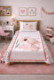 Rabbit Floral Pink Single Pique Set-Romantic Garden Bohemian Salmon Mint Quilted Bedspread - 2