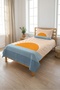 Sunny Rays Orange Baby Pique Set - Sea-Inspired Modern Blue Yellow Quilted Bedspread - 6