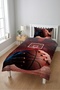 Basketball Ball Hoop Patterned Children's Pique Set - Sports Game Themed Burgundy Navy Blue Quilted Bedspread - 7