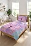 Butterfly Patterned Pink Children's Pique Set - Fairy Tale Themed Bohemian Pastel Holographic Quilted Bedspread - 3