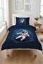 Astronaut Space Galaxy Themed Children's Pique Set-Planet Adventure Modern Blue Decorative Bedspread - 2