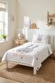 Cute Young Pique Set with Rabbit Stars - Minimal Animal Themed Nordic Gray Decorative Bedspread - 6