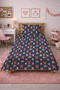 New Year's Animal Figure Navy Blue Youth Pike Set-Winter Tale Modern Orange Gray Decorative Bedspread