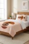 Geometric Abstract Patterned Teenager Pike Set-Minimal Art Themed Scandinavian Tile Beige Bedspread - 3