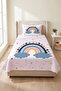 Rainbow Cloud Heart Baby Pique Set-Pastel Fairy Tale Nordic Blue Coral Decorative Bedspread - 3