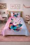Butterfly Colorful Children's Baby Pique Set - Fairy Tale Themed Modern Pink Turquoise Decorative Bedspread - 2