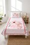 Rabbit Floral Pink Single Pique Set-Romantic Garden Bohemian Salmon Mint Quilted Bedspread - 3