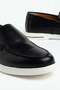 Genuine Leather Men's Casual Shoes Black Flat Sole with Metal Accessories - 2