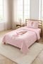 Ballerina Starry Pink Children's Pique Set - Fairy Tale Themed Modern Powder Gold Quilted Bedspread - 2