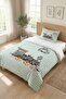 Plaid Trend Themed Children's Single Pique Set-Nostalgic Travel Nordic Mint Beige Bedspread