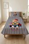 Plaid Teddy Bear Carriage Young Pique Set - Street Themed Modern Gray Red Quilted Bedspread - 4