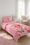 Strawberry Polka Dot Plaid Baby Pique Set - Nordic Pink Green Decorative Bedspread with Fruits on the Table