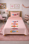 Fish Pattern Striped Polka Dot Teen Pike Set-Colorful Sea Modern Powder Coral Decorative Bedspread - 3