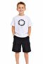 Boy's Stay True T-Shirt with Text on the Front and Back, White Color, Two-Piece Set with Parachute Shorts