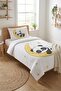 Cute Panda Moon Star Baby Pique Set-Sleeping Themed Nordic Yellow and White Decorative Bedspread - 3