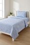 Floral Blue Minimal Youth Pique Set-Romantic Modern Theme Lilac Turquoise Quilted Bedspread - 7
