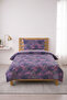 Floral Patchwork Polka Dot Children's Pique Set - Bohemian Young Room Purple Pink Quilted Bedspread - 3