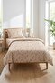 Floral Patterned Beige Children's Pique Set-Nostalgic Garden Country Lilac Mink Quilted Bedspread - 3